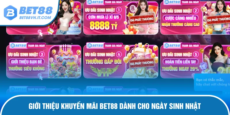 Tổng Hợp Khuyến Mãi Bet88 Hot Nhất 2025 Ưu Đãi Cực Hấp Dẫn Khuyến mãi Bet88 dành cho ngày sinh nhật tri ân